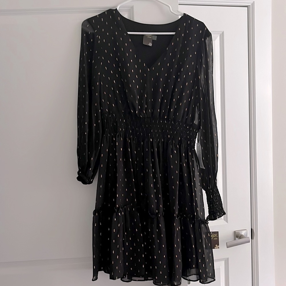 Long Sleeved V-neck Dress